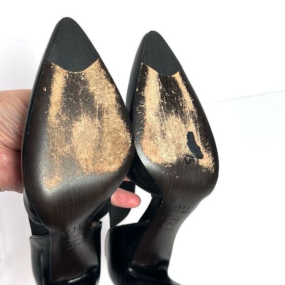 Stuart Weitzman Black Leather D'Orsay Pumps Heels Grosgrain Cross Strap US 5 - Picture 10 of 13